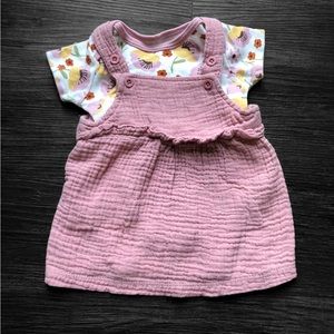 Chick Pea Matching Dress & Onesie Set | Baby Girl 0-3 Months | LIKE NEW